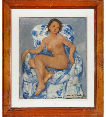 Jeune fille sur le fauteuil bleu by 
																	Louise Aussy-Pintaud