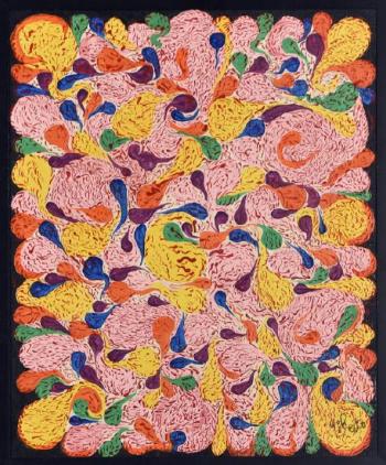 4500 gouttes de sang sur des gouttes de couleurs by 
																			Henry Ughetto