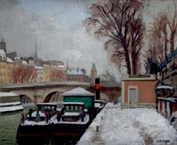 Paris, le Pont Neuf sous la neige by 
																	Georges Emile Capon