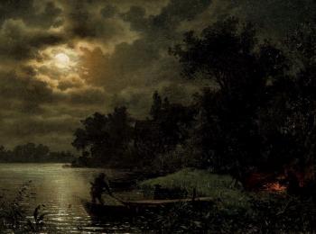 Pêcheur au clair de lune by 
																	Carl August Heinrich Ferdinand Oesterley
