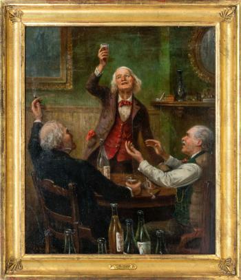 Toast Between Three Men in A Tavern by 
																	James Brade Sword
