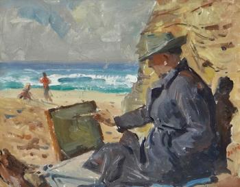 John Loxton Painting at Palm Beach, Sydney by 
																	William Dargie