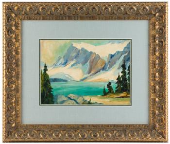 Alaskan mountain scene with lake by 
																			Ted R Lambert