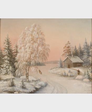 Winter landscape by 
																			August Soldan