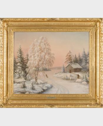 Winter landscape by 
																			August Soldan