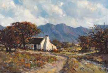 Mountainscape with Cottages by 
																	Donald James Madge