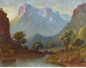 A River Bend in the Mountains; Mountain range in the Savannah by 
																			Piet van Emmenis