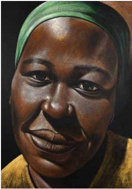 Portrait Of A Woman With A Green Doek by 
																	Velaphi Mzimba