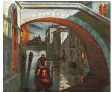 Venetian Canal With Gondola by 
																	Adelio Zeelie