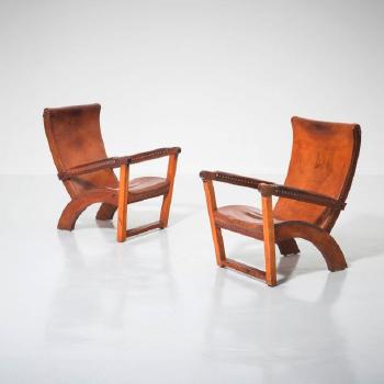 Paire de fauteuils, variantes du modèle Copenhagen by 
																	Mogens Voltelen