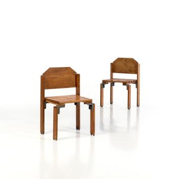 Modèle à Lattes Paire de chaises by 
																	Georges Candilis