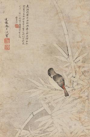 Bamboo and sparrow by 
																	 Qiao Chongrang
