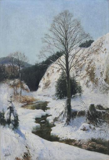 Winterlandschaft mit Bachlauf by 
																	Georg Gustav Estler