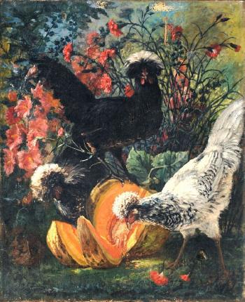Haubenhühner mit Kürbis und Nelken by 
																	Charles Nogarot