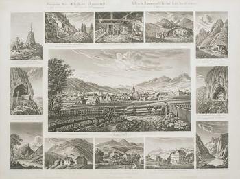 Ansicht des Fleckens Appenzell in I.R. mit den in seiner Nähe liegenden Gebirgsgegenden by 
																	Johann Baptist Isenring
