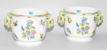 1 Paar Cachepots by 
																	 Herend Porcelain Manufactory
