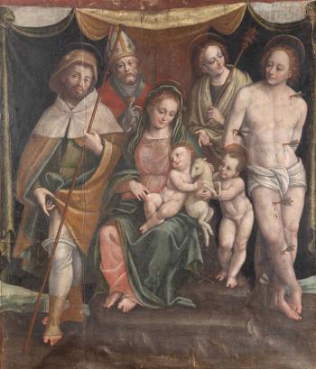 Madonna con bambino e santi by 
																			Bernardino Lanino