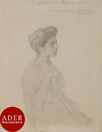 Femme assise de profil by 
																	Pascal Adolphe Jean Dagnan-Bouveret