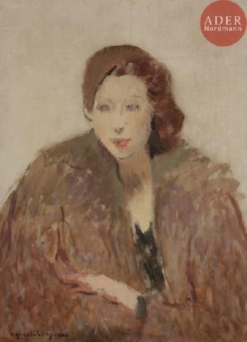 Portrait de femme au manteau de fourrure by 
																	Andre Guerbilsky
