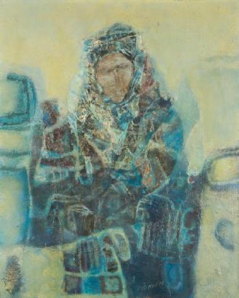 Femme en bleu by 
																	Mohammed Issiakhem