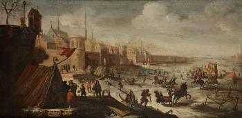Scène enneigée aux abords d'une ville fortifiée by 
																	Jan Karel van Eyck