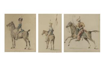 Un cavalier anglais; Un lancier polonais; Un mamelouk by 
																	Pierre Francois Leonard Fontaine