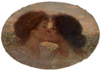 Deux femmes s'embrassant by 
																	Cesare Tropea