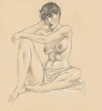 Femme nue assise by 
																	Andre Juillard