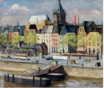 Blick vom Rhein auf das Rathaus in Köln by 
																	Friedrich Ahlers-Hestermann