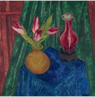 Tulpen-Stillleben mit gelber und roter Vase by 
																	Walter Ophey