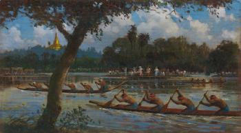 Racing Boats by 
																	 U Ngwe Gaing