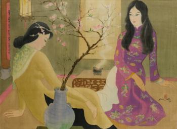 Two Young Women With Spring Blossom by 
																	 Nang Hien