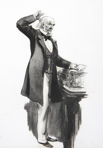 Gladstone at The Despatch Box by 
																	Harry Furniss