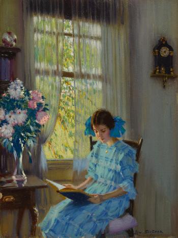 Margaret by the window by 
																	Edward Dufner