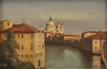 View Of Venice Looking Towards The Basilica Of Santa Maria Della Salute From The Grand Canal by 
																	Gerald Hugh TyrWhitt-Wilson