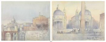 Five Views Of Rome, Ponte Milvio, Piazza Del Popolo, St. Peter's and Castel St. Angelo, The Interior Of St. Peter's and Rome From The Palatine Hill by 
																	Gerald Hugh TyrWhitt-Wilson