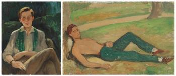 Portraits Of Robert Heber-percy: With Green Scarf; Reclining By a Tree by 
																	Gerald Hugh TyrWhitt-Wilson