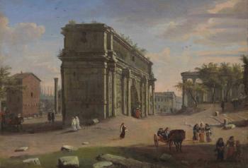 The Campo Vaccino, Rome, With The Arch of Septimus Severus by 
																	Gaspar van Wittel