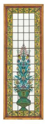 A French Enamelled Islamic-Style Leaded-Glass Panel by 
																	J P Imberton