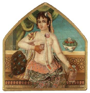 A Seated Beauty by 
																	Mirza Baba