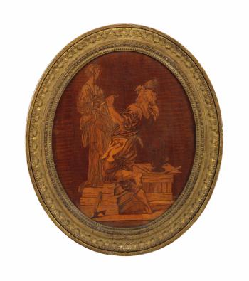 A German Sycamore and Fruitwood Marquetry Panel by 
																	Johann Michael Rummer