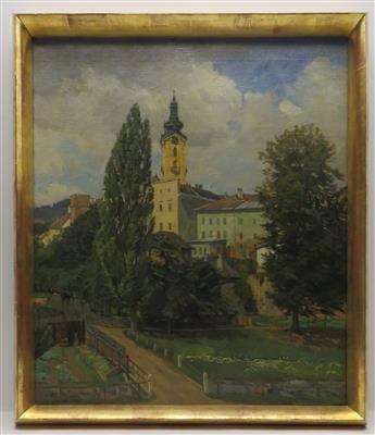 Motiv aus Freistadt mit Wehrturm und Kirche by 
																			Anton Nowak