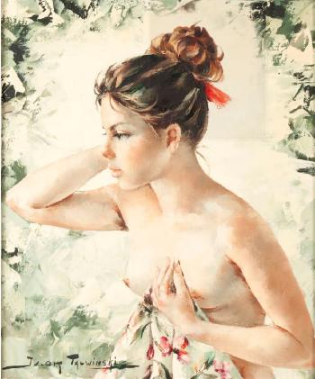 Female Nude with Red Ribbon by 
																			Igor Talwinski