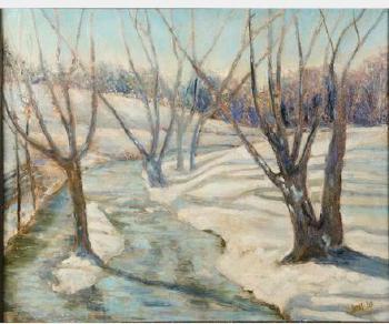 Winter Trees With Stream by 
																			Jonas Lie