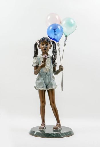 Girl Holding Balloons by 
																			Ramon Parmenter