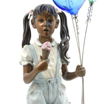 Girl Holding Balloons by 
																			Ramon Parmenter