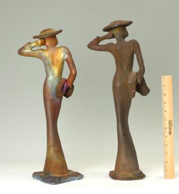 2 High Society Female Raku Sculptures by 
																			George Tudzarov