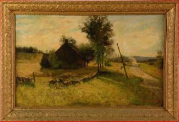 Homestead with stone wall by 
																	Daniel Santry
