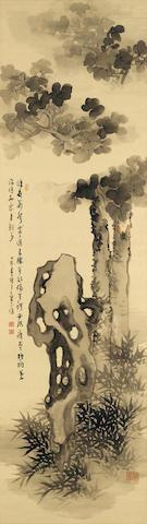 Cicada, bamboo and rock by 
																	 Jun Jinling