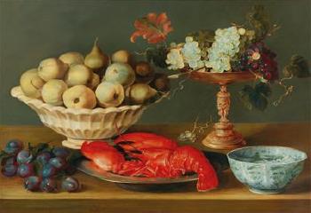 Still life with a lobster, fruit and a gilded tazza by 
																			Jacob van Es